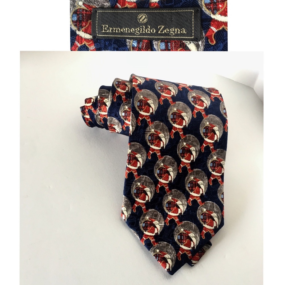 Ermenegildo Zegna Silk Tie Novelty Santa EUC